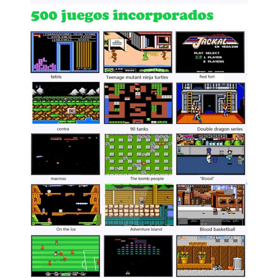 Mini consola portátil retro videojuegos color azul LCD 3" 500 juegos recargable usb gamer portatil.