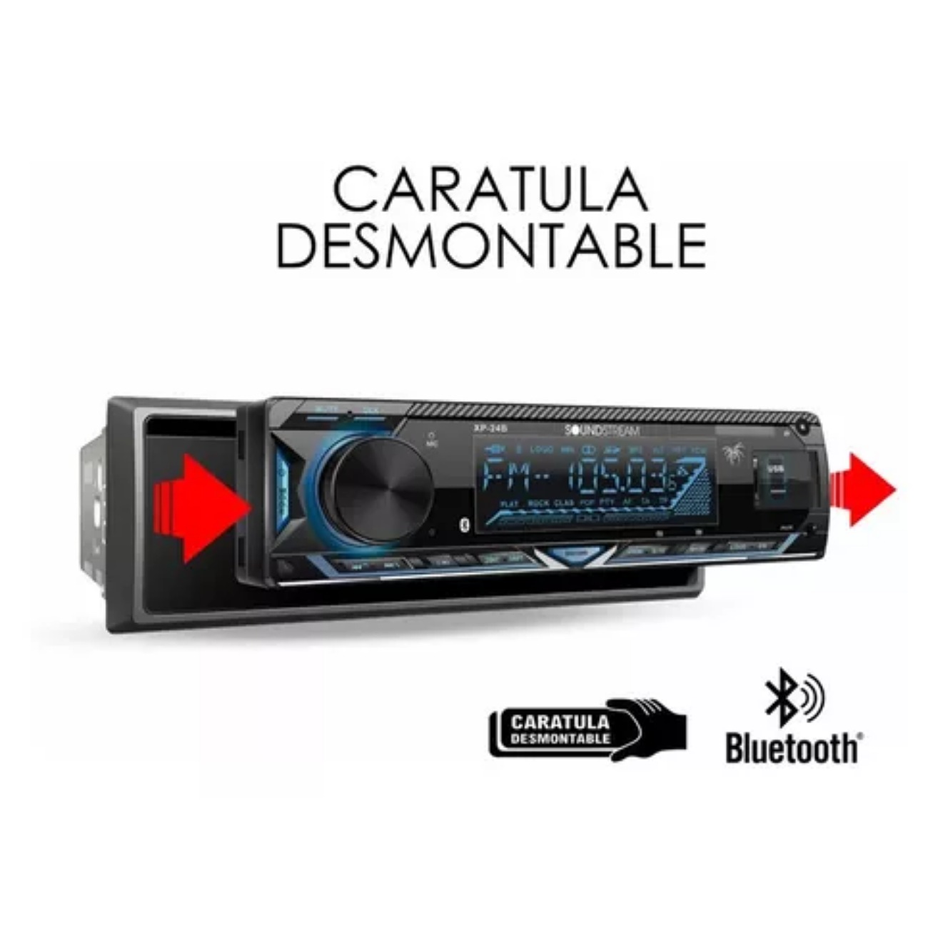 Autoestéreo para auto Soundstream VM XP-24B con USB y bluetooth