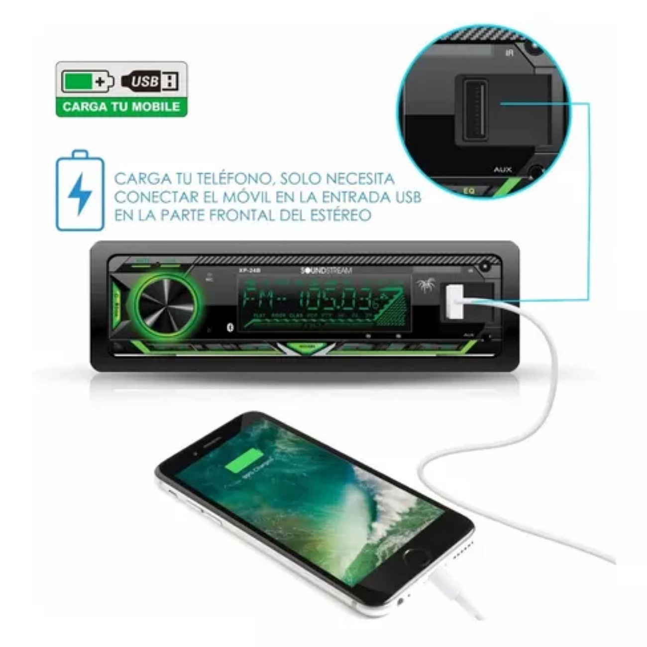 Autoestéreo para auto Soundstream VM XP-24B con USB y bluetooth