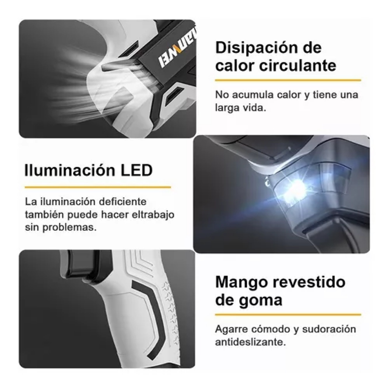 Taladro Atornillador Inalambrico Nanwei 2bateria D Litio 21v Color Gris