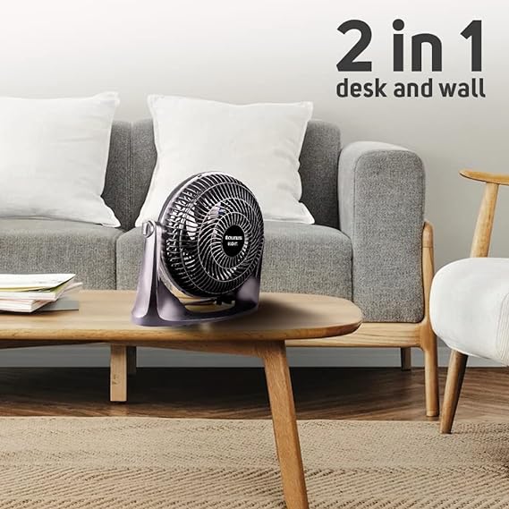 TAURUS OASIS | Ventilador de Escritorio 10 Pul. | 2 en 1: Mesa y Pared| 30% Mas Flujo de Aire y Menos Ruido| Ventilador Portatil| Empotrable en Pared| ECOJET.