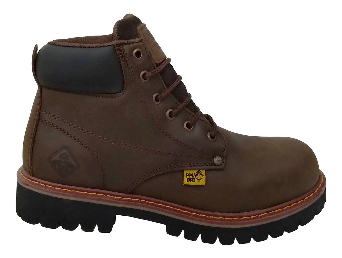 Bota De Trabajo Industrial Pma 136 Sin Casquillo Cafe Crazy.