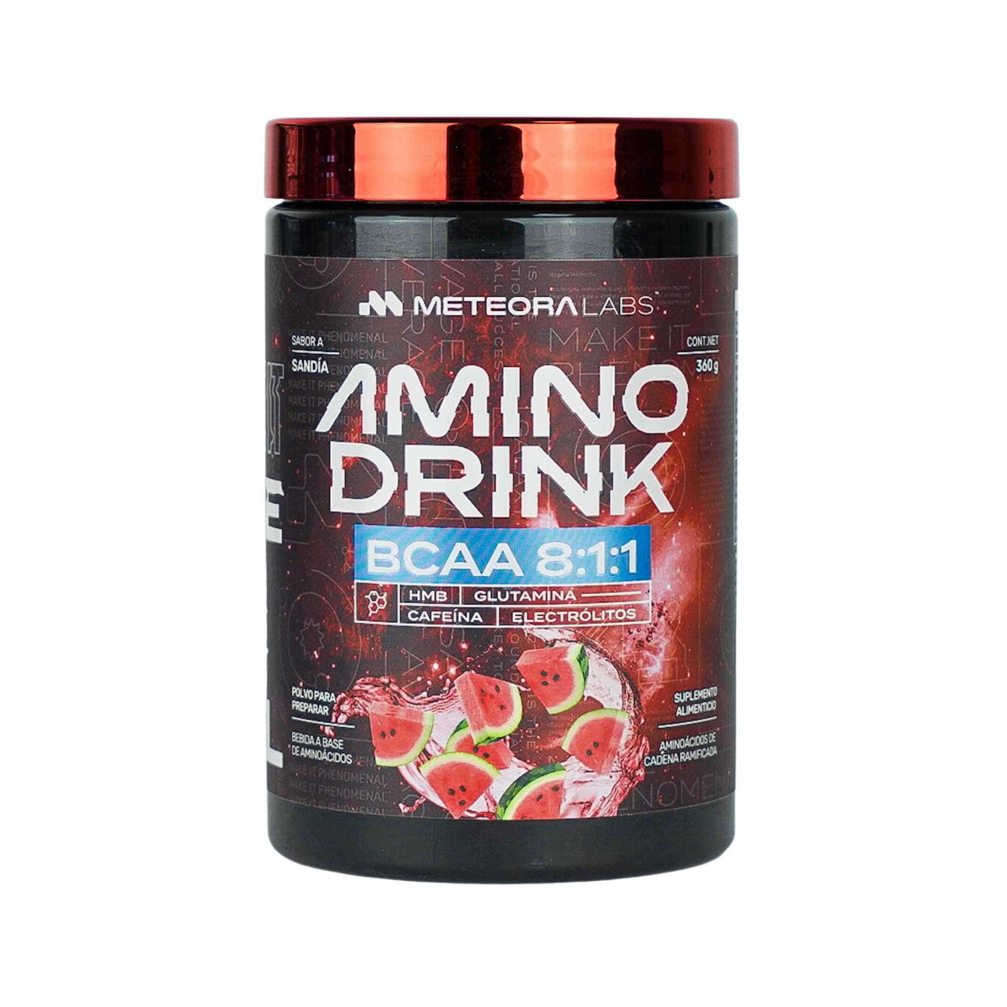 Meteora Labs, Aminodrink, Sandía, BCAA, HMB y Electrólitos