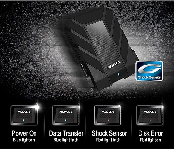ADATA Disco Duro Externo HDD HD710P, 2 TB,Resistente a golpes,agua y polvo, certificación grado militar, Color Negro.