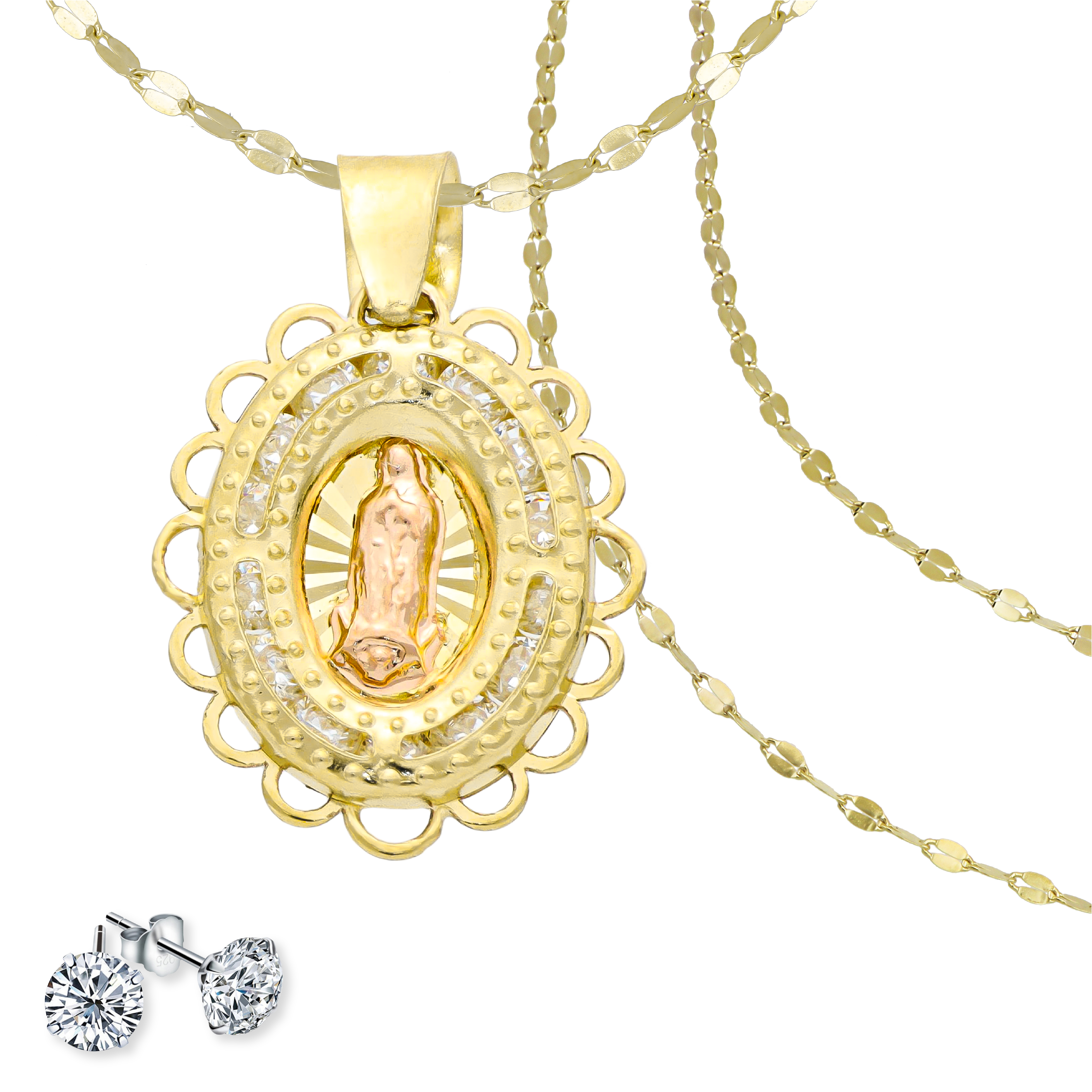 Medalla Virgen De Guadalupe Oro Rosa 10k Y Cadena De Oro 10k