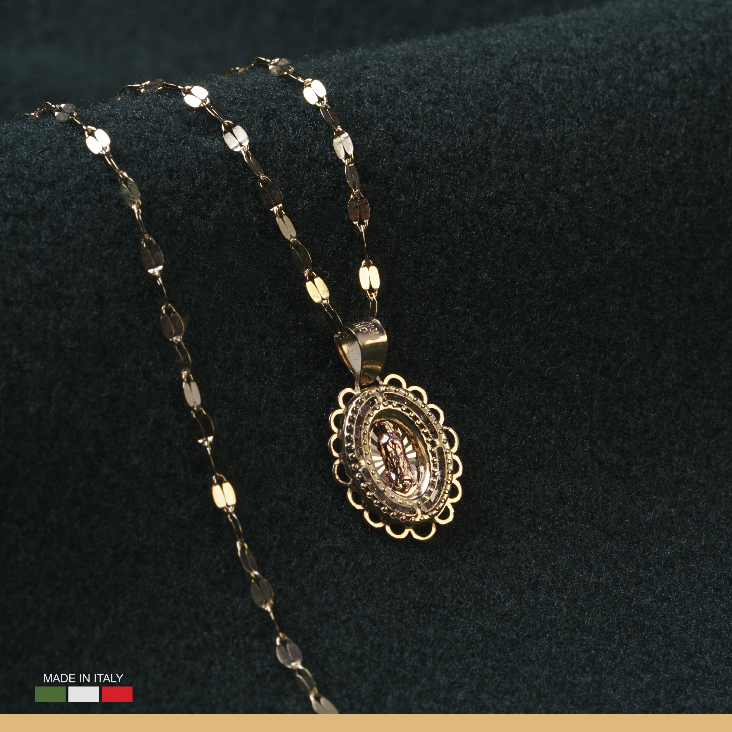 Medalla Virgen De Guadalupe Oro Rosa 10k Y Cadena De Oro 10k