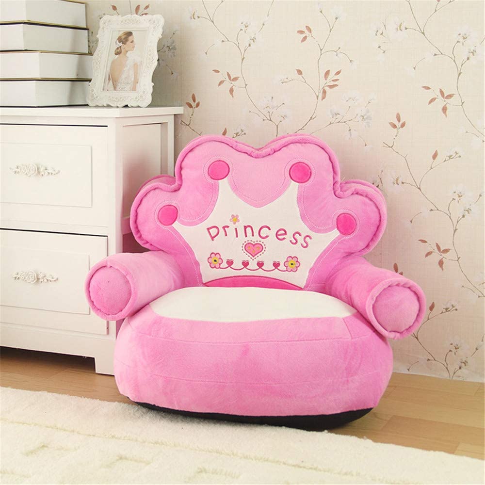 Sillón Puff Para Bebé Niña Corona Princesas Rosa
