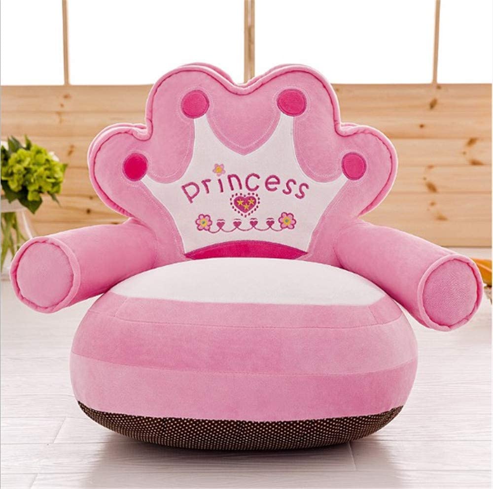 Sillón Puff Para Bebé Niña Corona Princesas Rosa