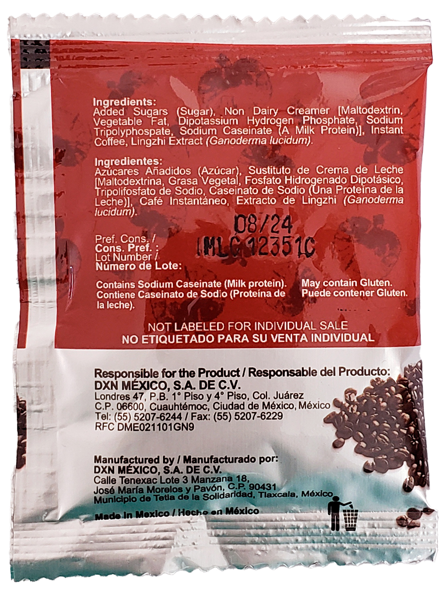 Café Instantáneo DXN 3 En 1 Lingzhi Coffe 5 Paquetes.