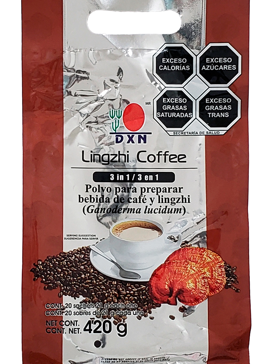 Café Instantáneo DXN 3 En 1 Lingzhi Coffe 5 Paquetes.