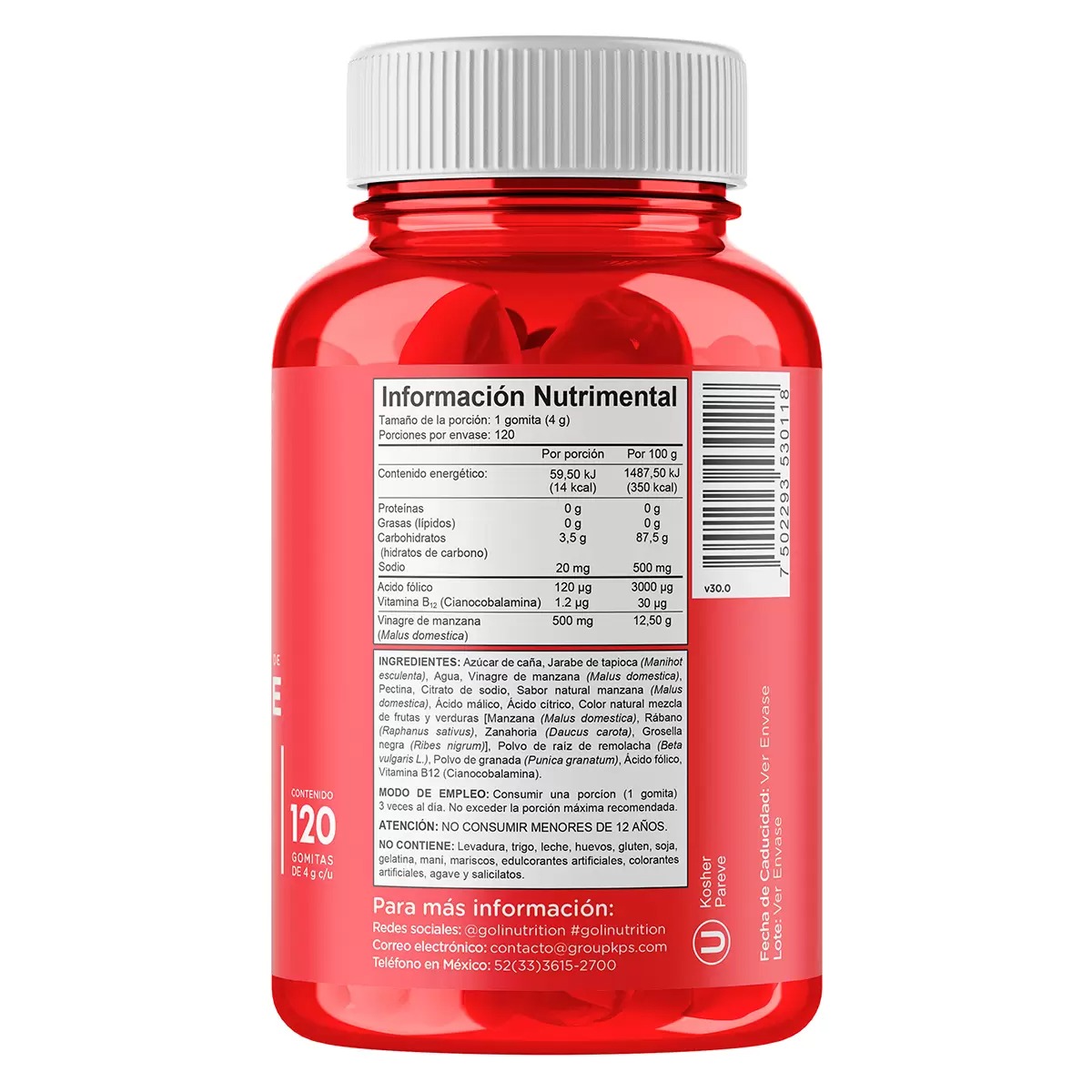 Goli Gomitas de Vinagre de Manzana 120 piezas