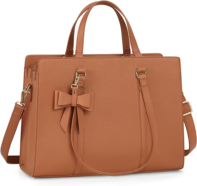A Bolsas de mujer para Laptop 15.6 Pulgadas Maletin para laptop mujer Impermeable Tote bag mujer de Gran Capacidad Portafolios para mujer Negra, Marrón.