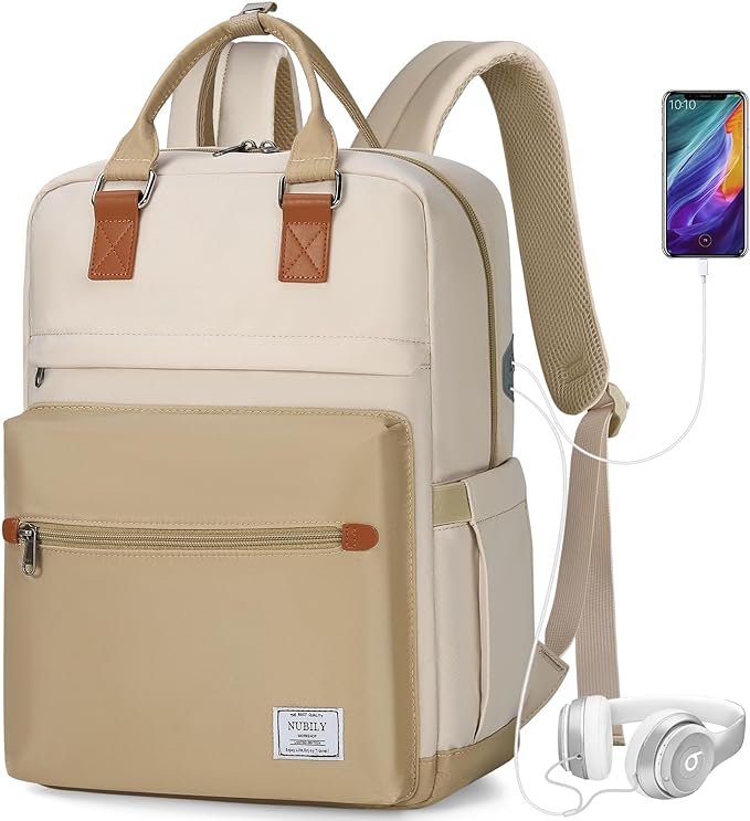 A RAINSMORE Mochilas para Mujer Mochila para Laptop Mochila de Viaje Mochila para Portátil de 15.6 Pulgadas Backpack Ligera Mochilas Laptop Caqui.