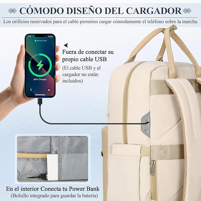 A RAINSMORE Mochilas para Mujer Mochila para Laptop Mochila de Viaje Mochila para Portátil de 15.6 Pulgadas Backpack Ligera Mochilas Laptop Caqui.