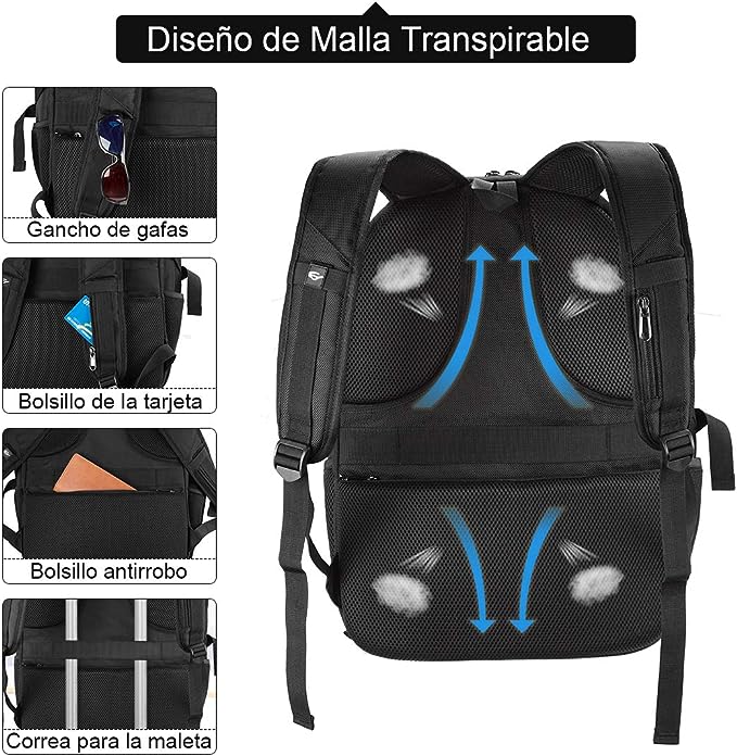 A Mochila Laptop Mochila para Portatil de 17 Pulgadas con Puerto de Carga USB Impermeable al