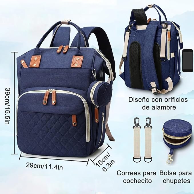 A Mochila de Bolsa de Pañal, Mochila Pañalera Multifuncional Impermeable de Viaje Gran Capacidad, Bolsas de Pañales de Maternidad Bolsillo Térmico de Aislamiento de Bebé para Mamás Papás.
