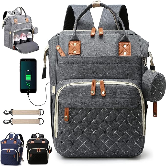 A Mochila de Bolsa de Pañal, Mochila Pañalera Multifuncional Impermeable de Viaje Gran Capacidad, Bolsas de Pañales de Maternidad Bolsillo Térmico de Aislamiento de Bebé para Mamás Papás.