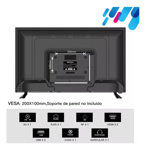 Smart TV Pantalla 32 Pulgadas Weyon Android TV LED HD 32WDSNMX 110V/240V