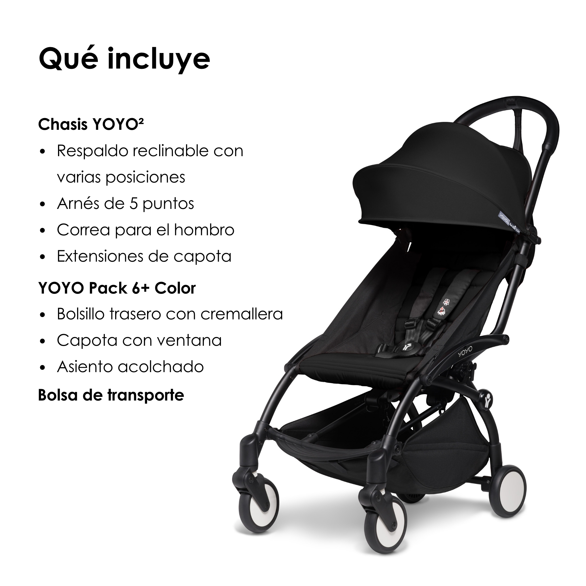 Yoyo² Babyzen Chasis Negro Y Color Pack 6+ Black.
