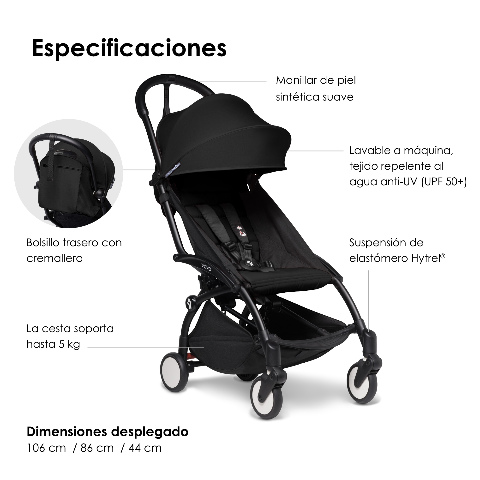 Yoyo² Babyzen Chasis Negro Y Color Pack 6+ Black.