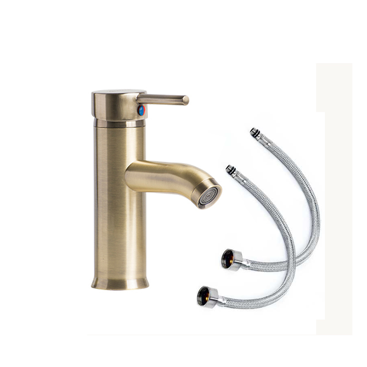 MONOMANDO BAJO PARA LAVABO OVALIN TUBULAR COLOR BRONCE