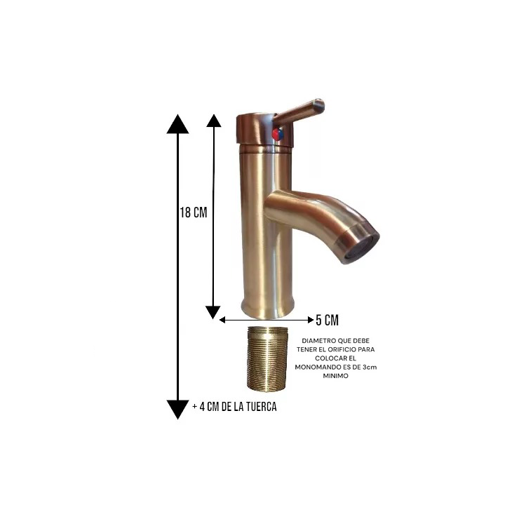 MONOMANDO BAJO PARA LAVABO OVALIN TUBULAR COLOR BRONCE