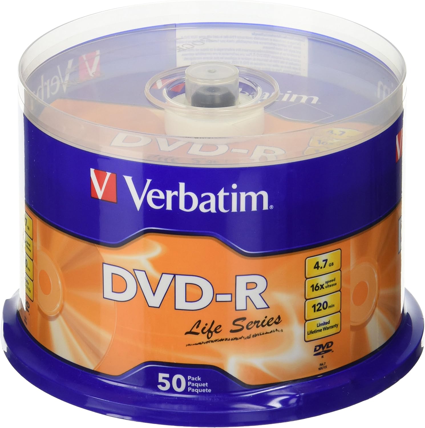 Paquete Verbatim de Grabador de DVD Externo + Campana de 50 DVD Virgen.