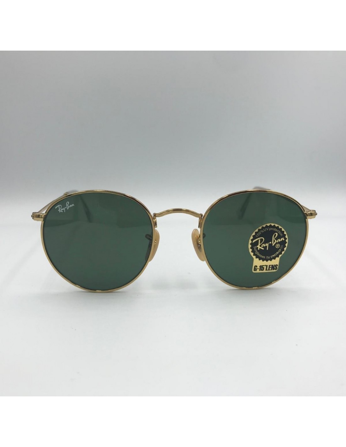 Lentes de sol Ray Ban Rb3447 001 Round Metal Negro G-15 Dorado Original