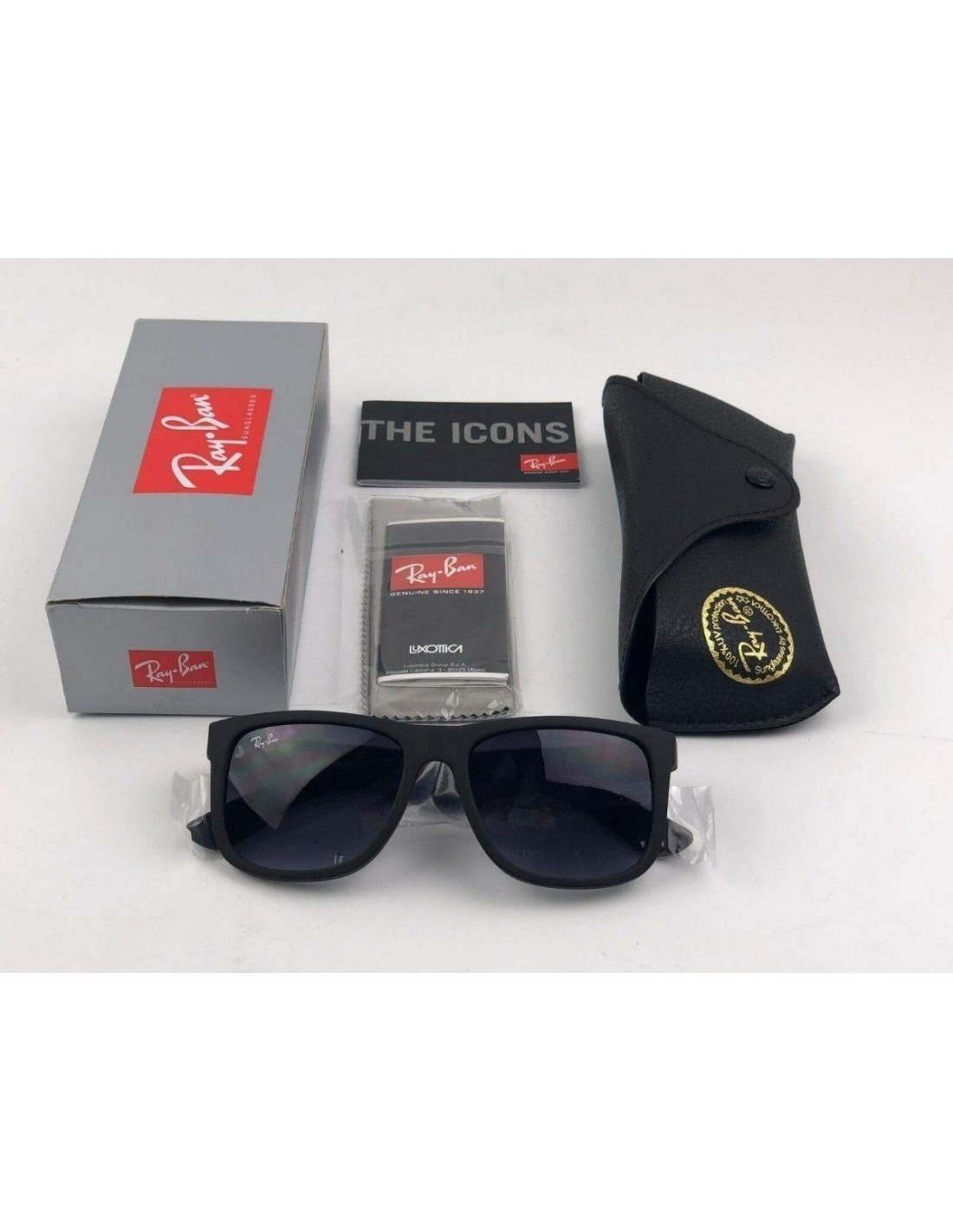 Lentes de sol Ray Ban Rb4165 601/8g Justin Negro Gris Degradado Original