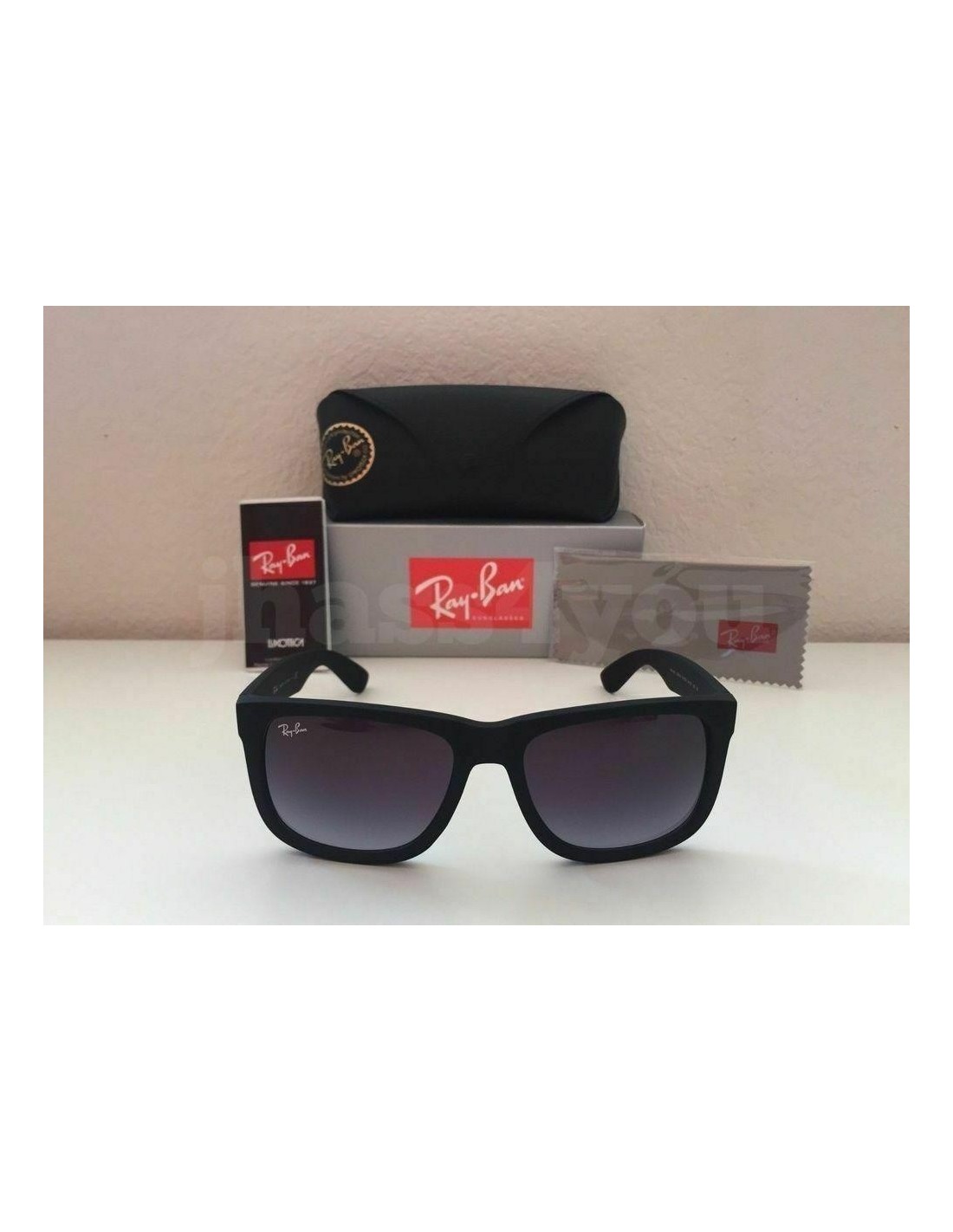 Lentes de sol Ray Ban Rb4165 601/8g Justin Negro Gris Degradado Original