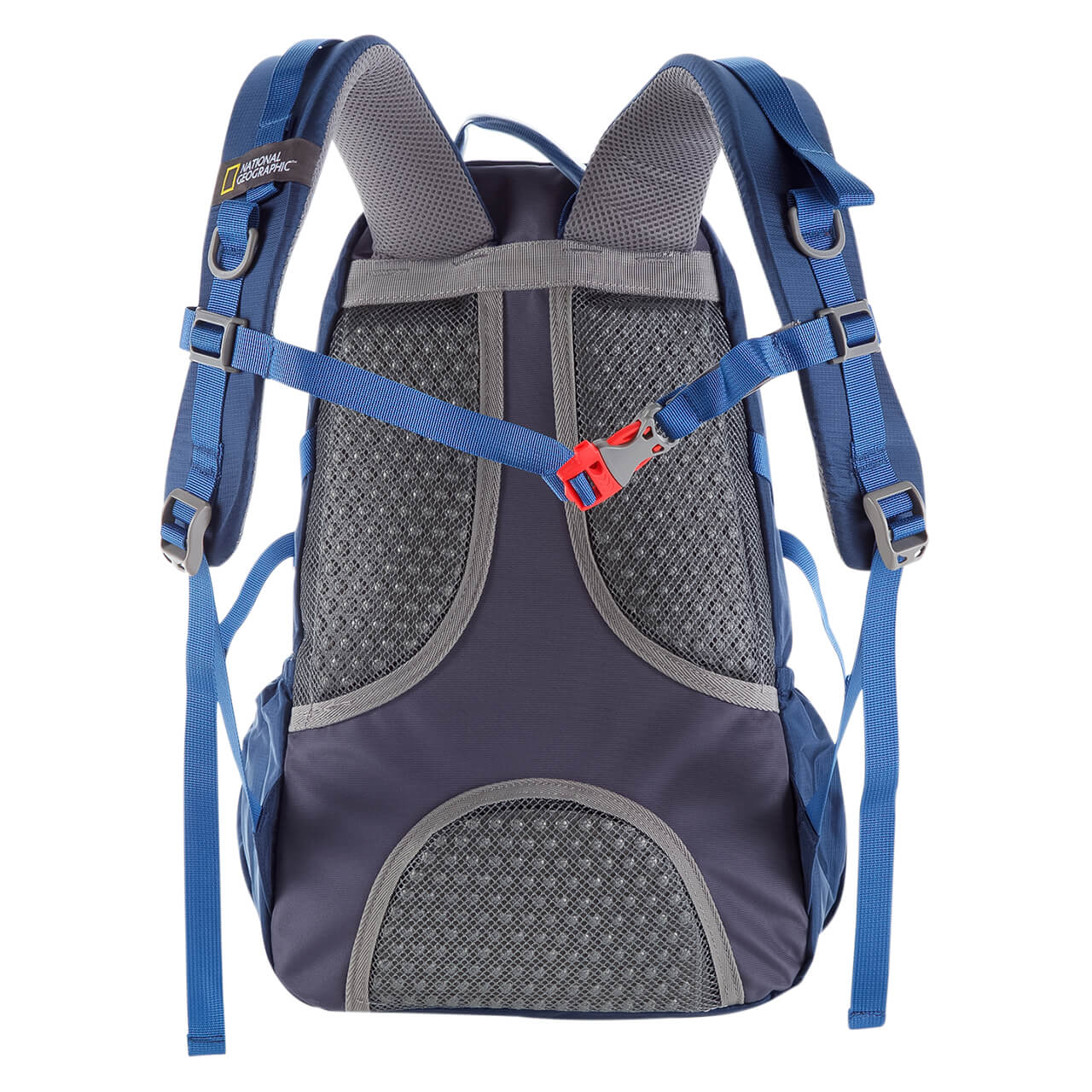 Mochila para montaña Nat Geo, Bluelake 25 L con silbato rojo S.O.S., MNG15252, azul.