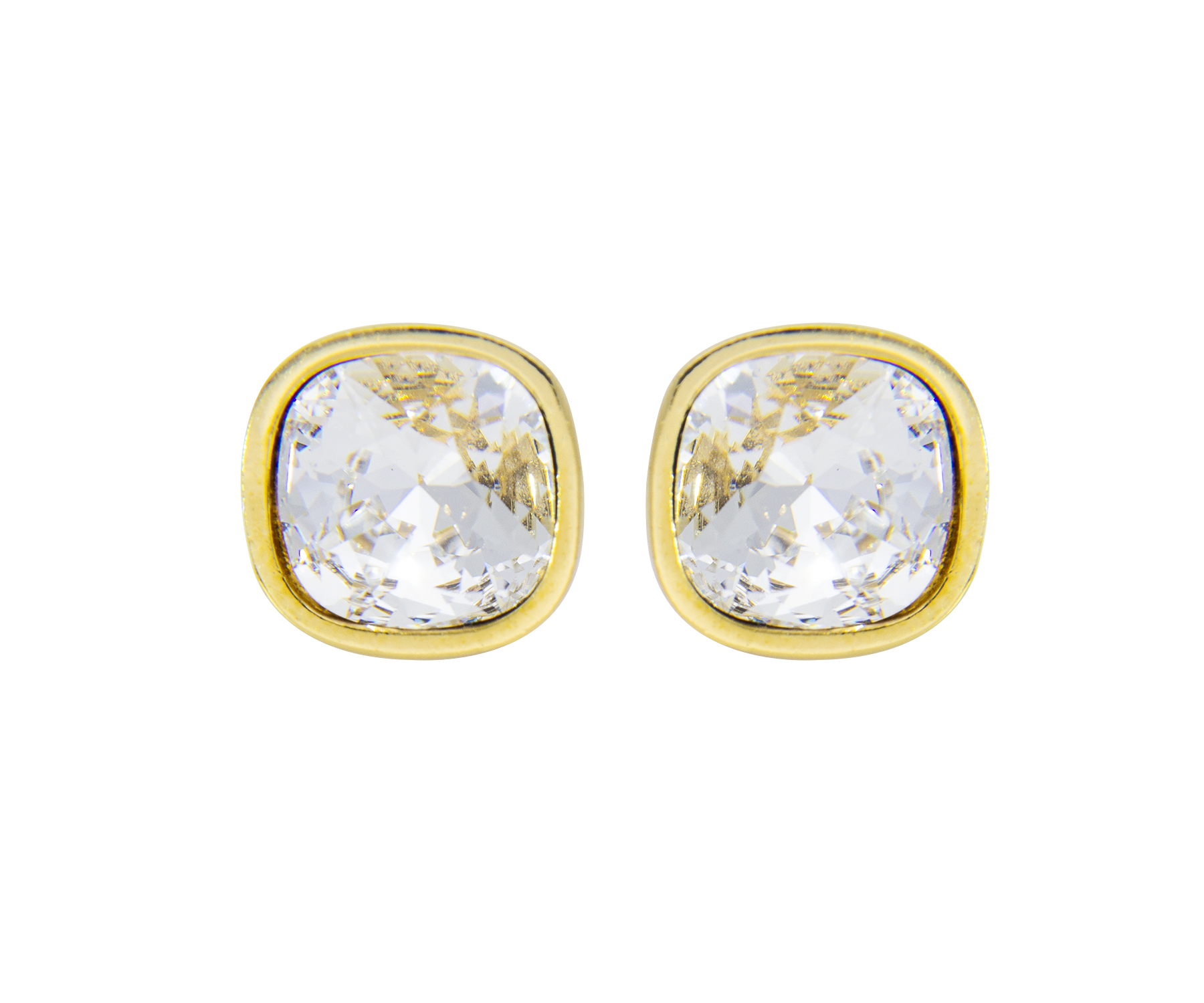 Broquel Cuadro Baño de Oro 14K | Cristal Swarovski Cristal.