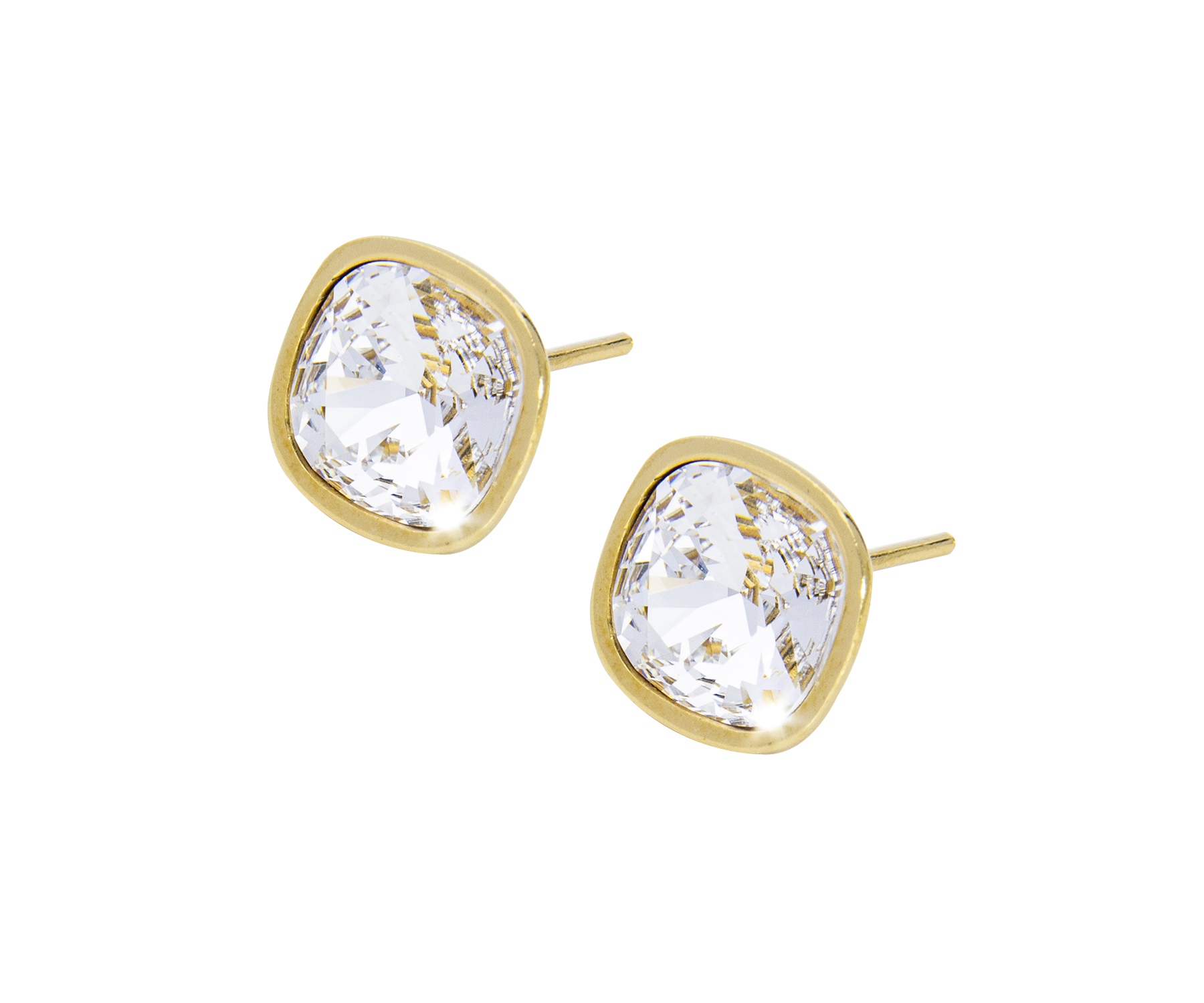 Broquel Cuadro Baño de Oro 14K | Cristal Swarovski Cristal.