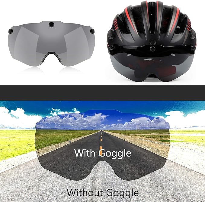 Shinmax Casco Bicicleta con Luz Carga USB y Visera Magnéticas Desmontables Protección UV y Bolsa Transporte 