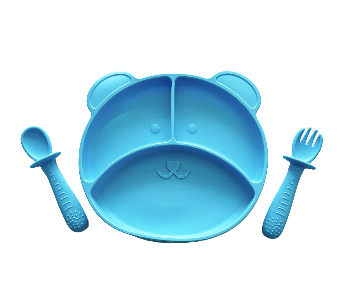 Plato para Bebé con 3 Divisiones y Cubiertos en Silicona Libre de BPA.