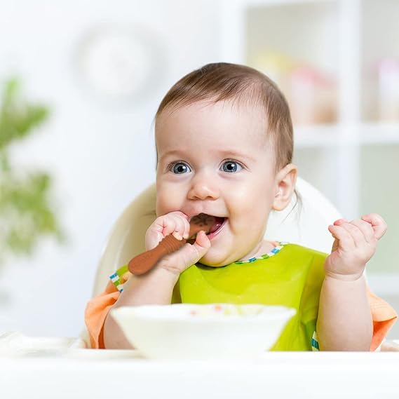 uunida baby 4 Cucharas para Bebe Suaves de Silicona Libre de BPA - 2 en 1 Cuchara y Mordedera para Bebe - Kit de Alimentacion Complementaria Bebe - Precucharas para Bebe (BLW) (2 Pre y 2 Cucharas).