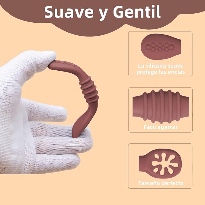 LEIDSANY Cucharas para bebe, cucharas de silicio para dietas de entrenamiento, silicona suave no contiene BPA