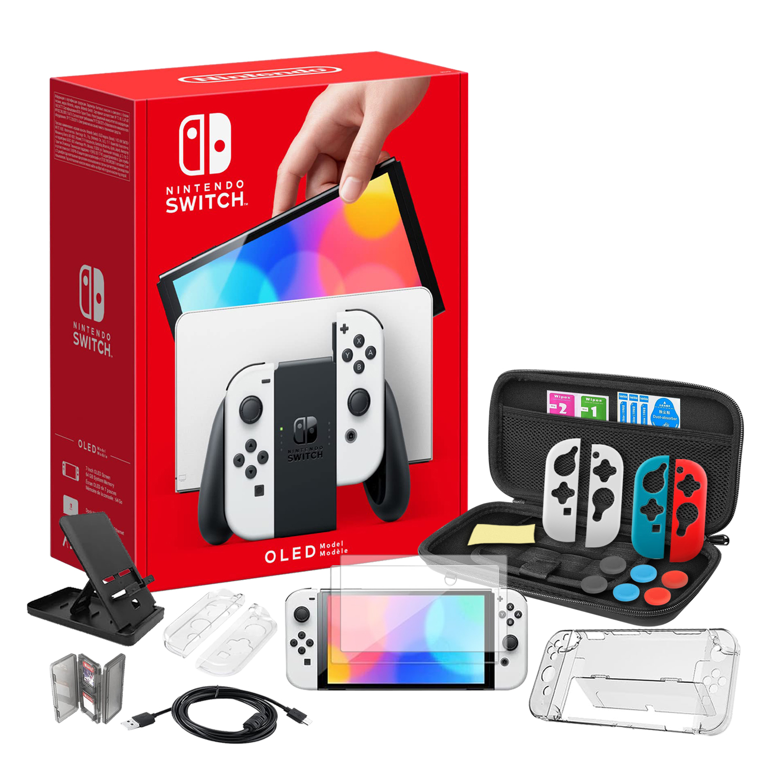 Nintendo Switch Oled 64Gb Blanco Más Kit Accesorios 22 En 1.