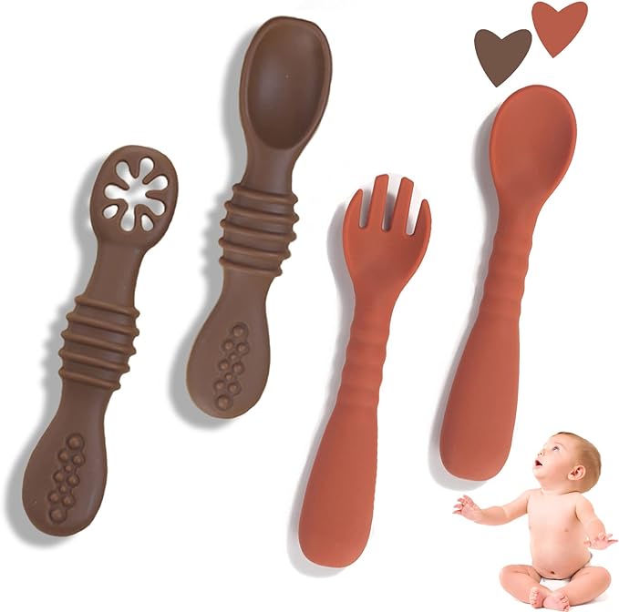 LEIDSANY Cucharas para bebe, cucharas de silicio para dietas de entrenamiento, silicona suave no contiene BPA