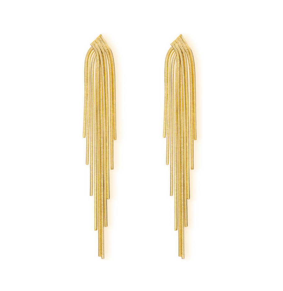 Aretes Elegantes con caída dorados .
