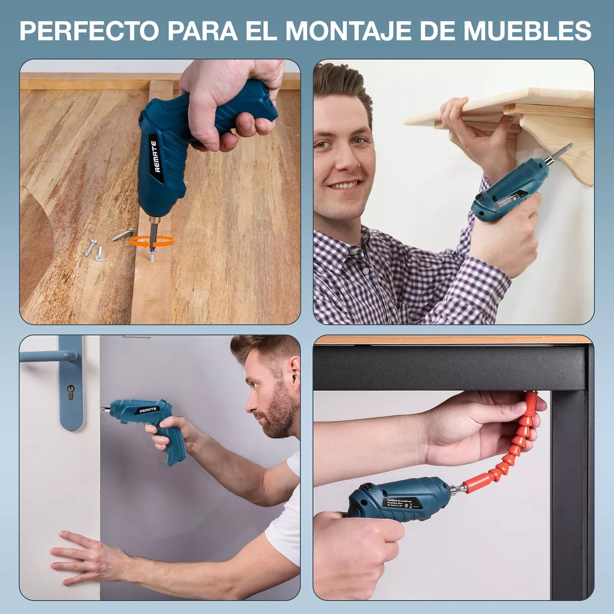 Kit De Desarmador Eléctrico Inalámbrico De 3.6v, 46 Piezas Color Azul