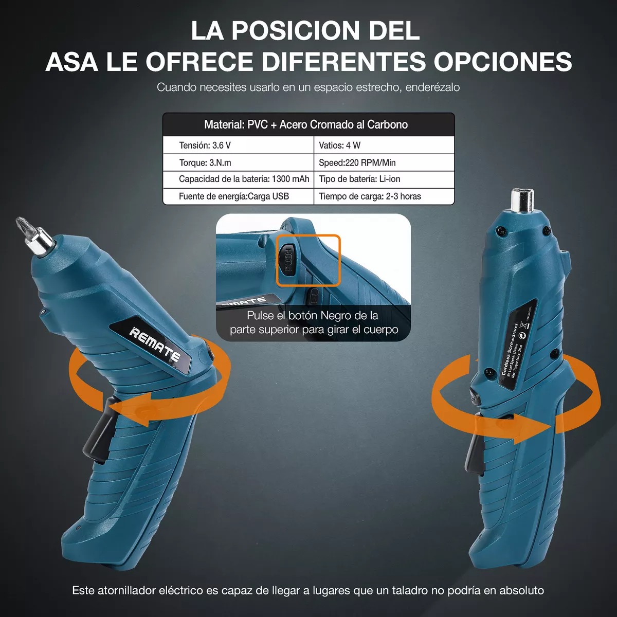 Kit De Desarmador Eléctrico Inalámbrico De 3.6v, 46 Piezas Color Azul