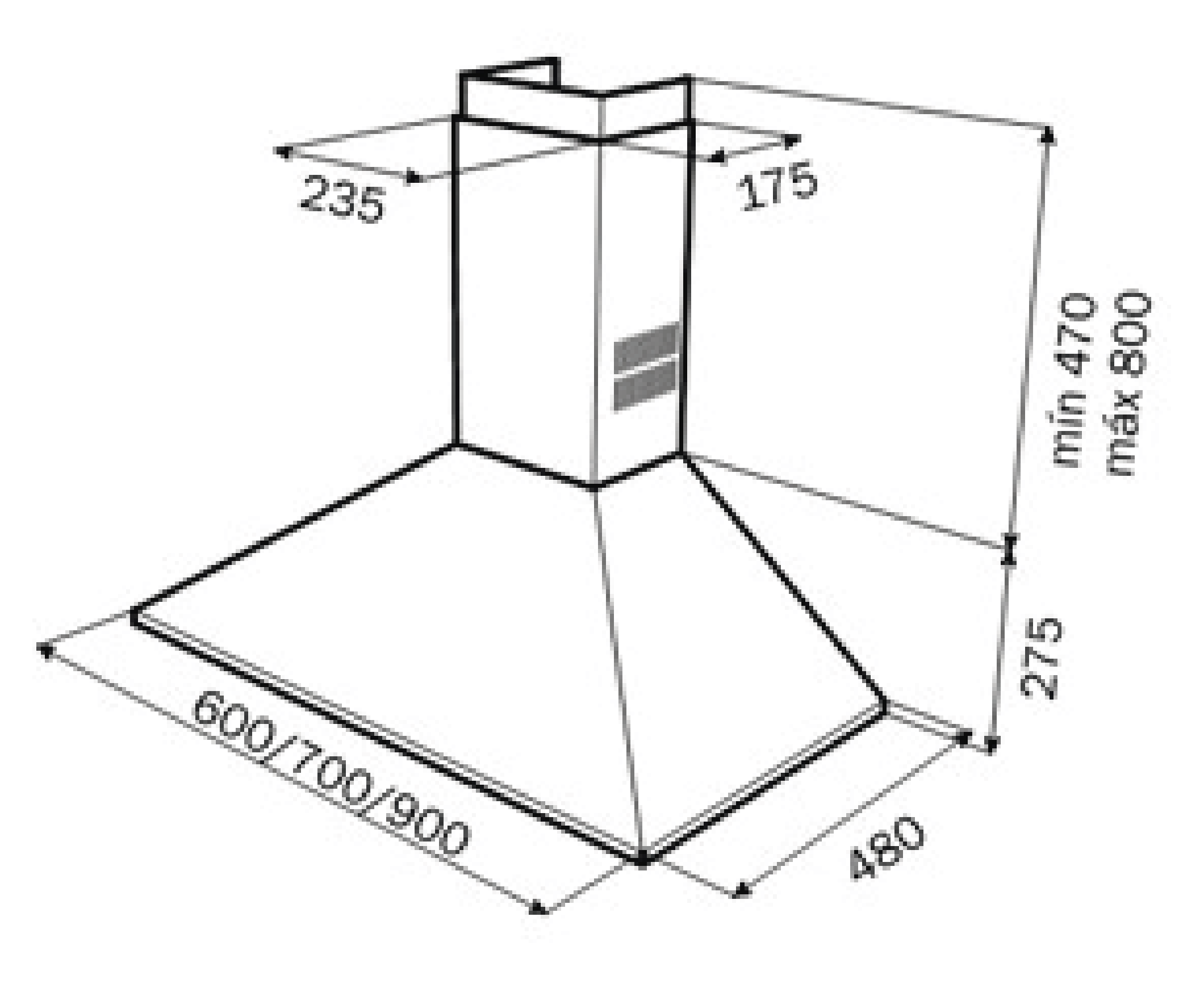 Campana de Pared Piramidal Teka DEP 90 de 90 cm en Acero Inoxidable.
