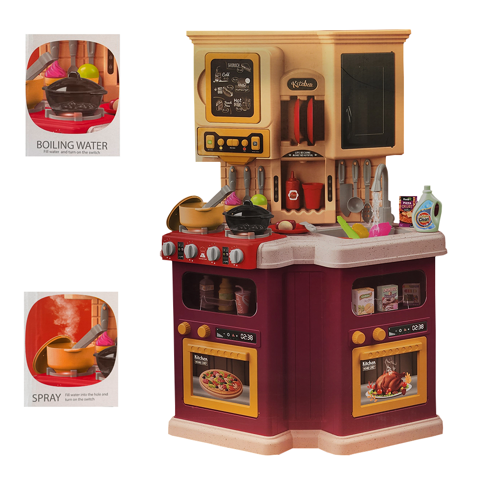 Cocinita Talented Chef 922-139 con Luz y Sonido Guinda 77 pz.
