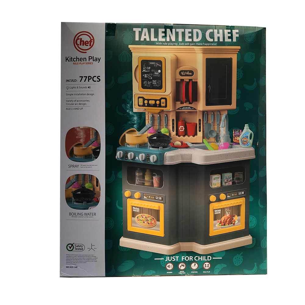 Cocinita Talented Chef 922-140 con Luz y Sonido Verde 77 pz.