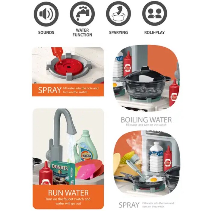 Cocinita Talented Chef 922-127 con Luz y Sonido Naranja 67 pz.