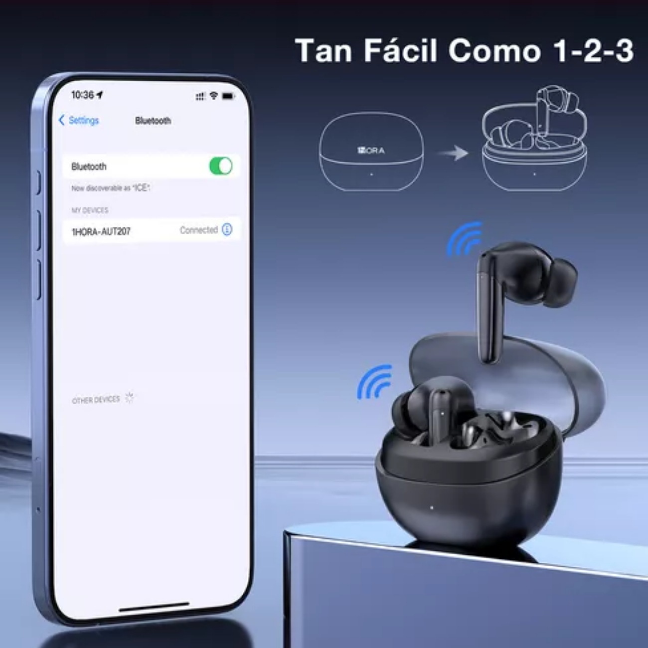 Audífonos In-ear Inalámbricos Bluetooth 5.3 Negro 1hora Aut20