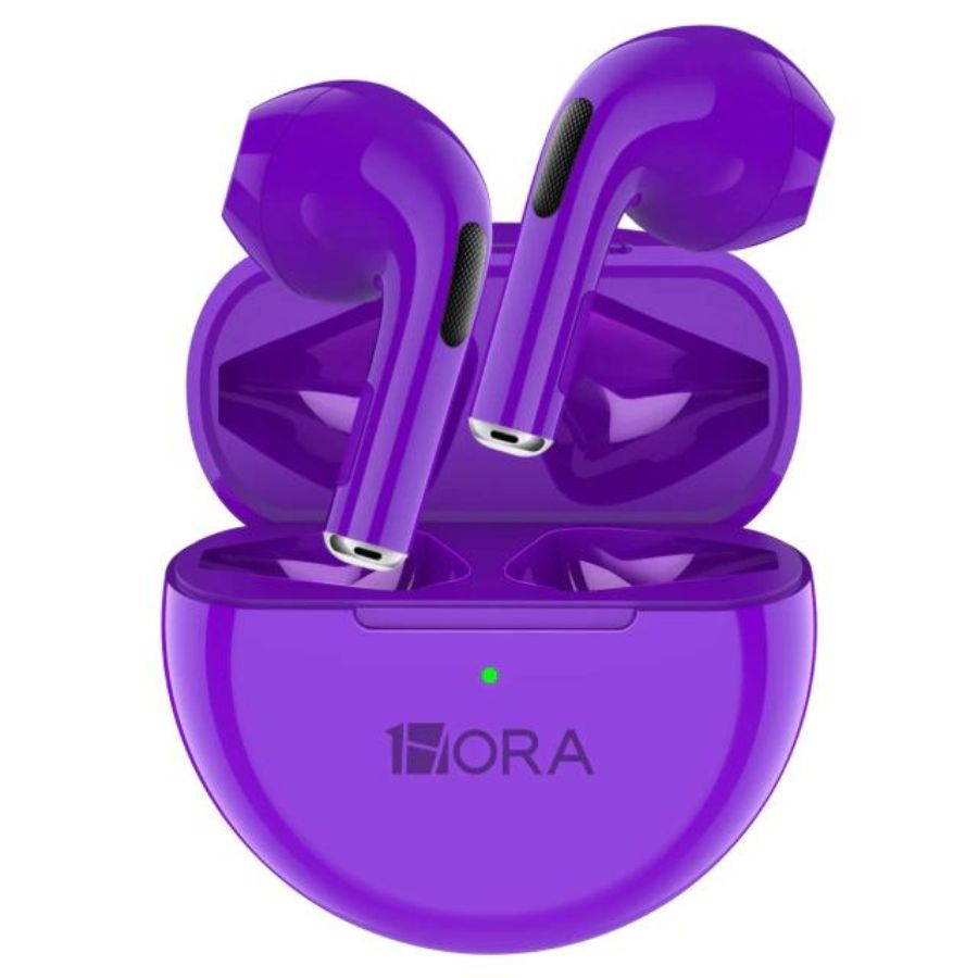 Audífonos Bluetooth Morados 1Hora inalámbricos supresor de ruido