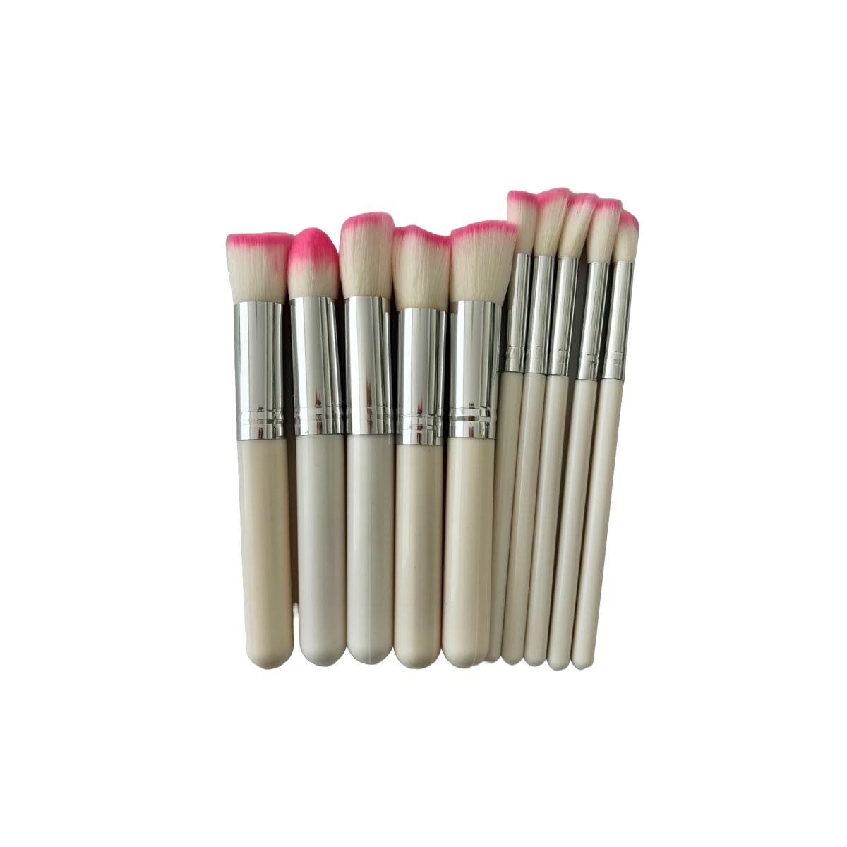 Set De 10 Brochas pinceles De Maquillaje Kabuki Colores.