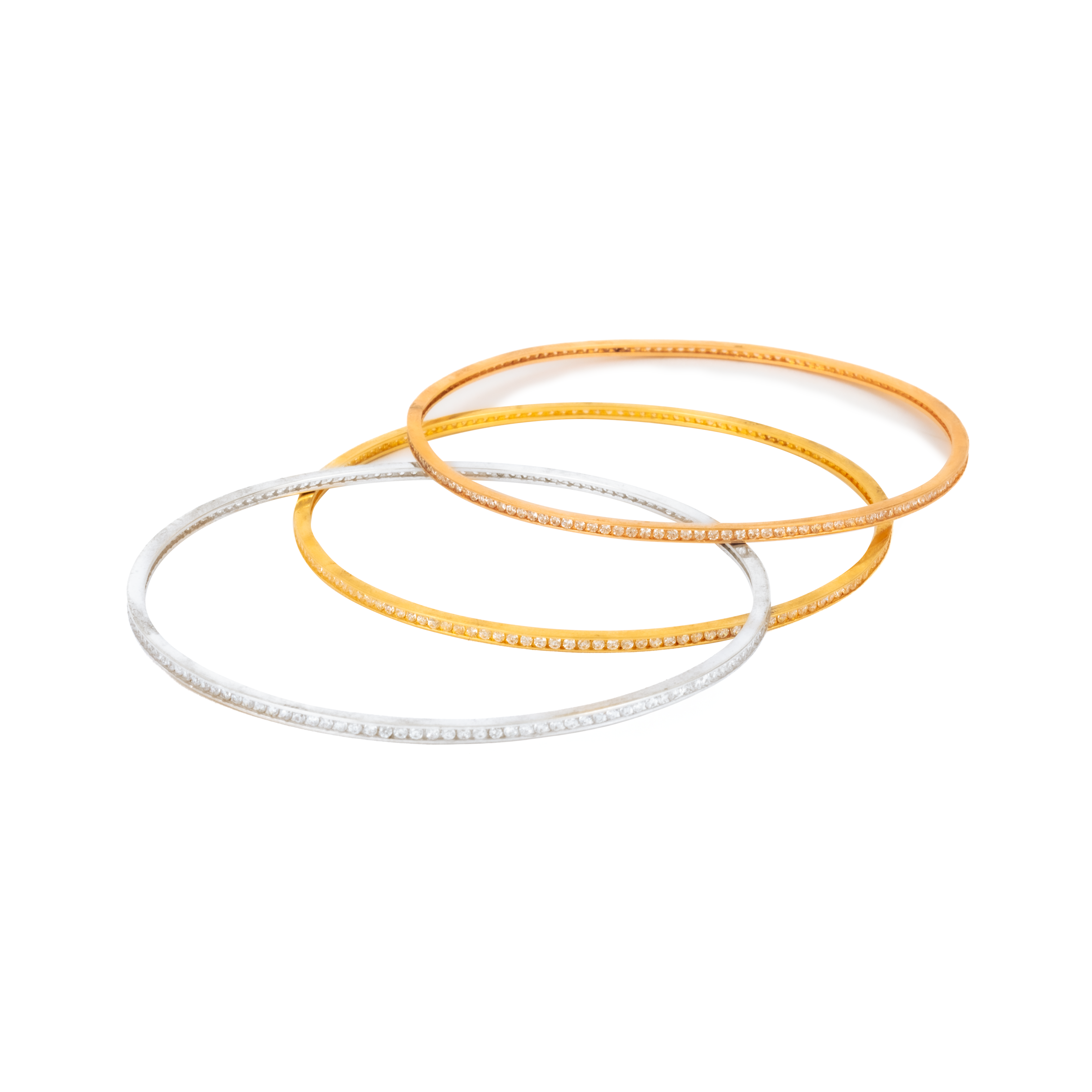 Semanario 3 Oros con circonias. Oro 14 Kilates. Oro Fino Joyería.